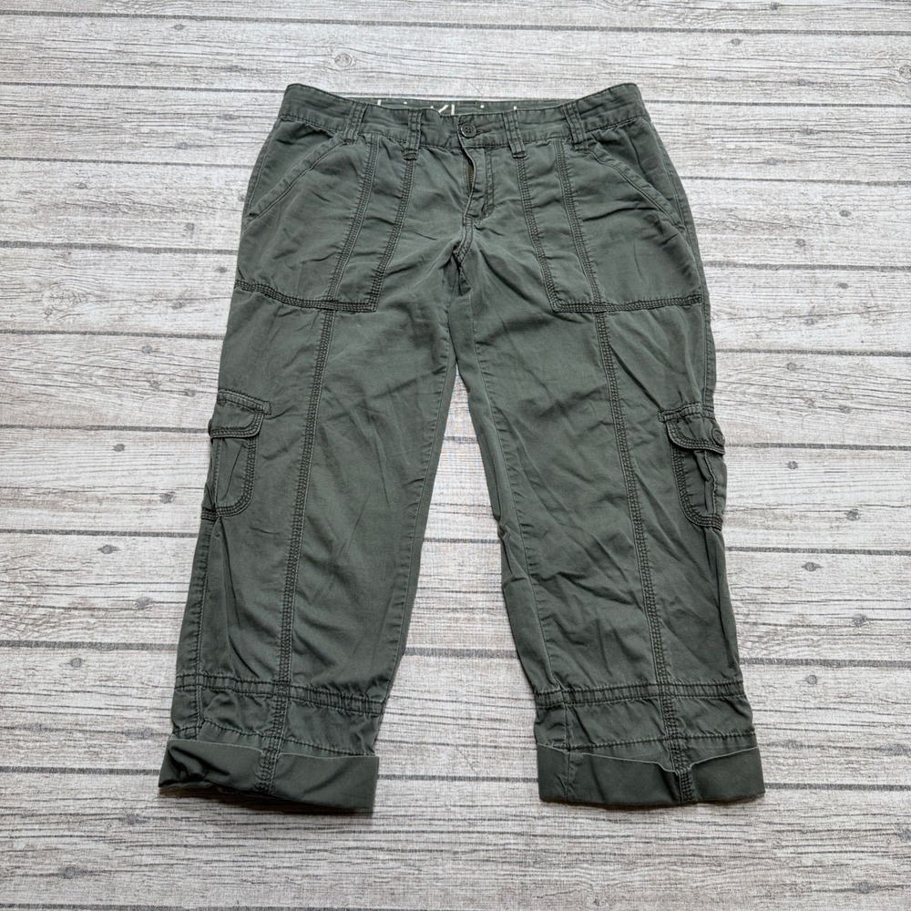 Calvin Klein Cargo Pants Womens 4 Olive Green Cropped Relaxed Fit Utility Cotton